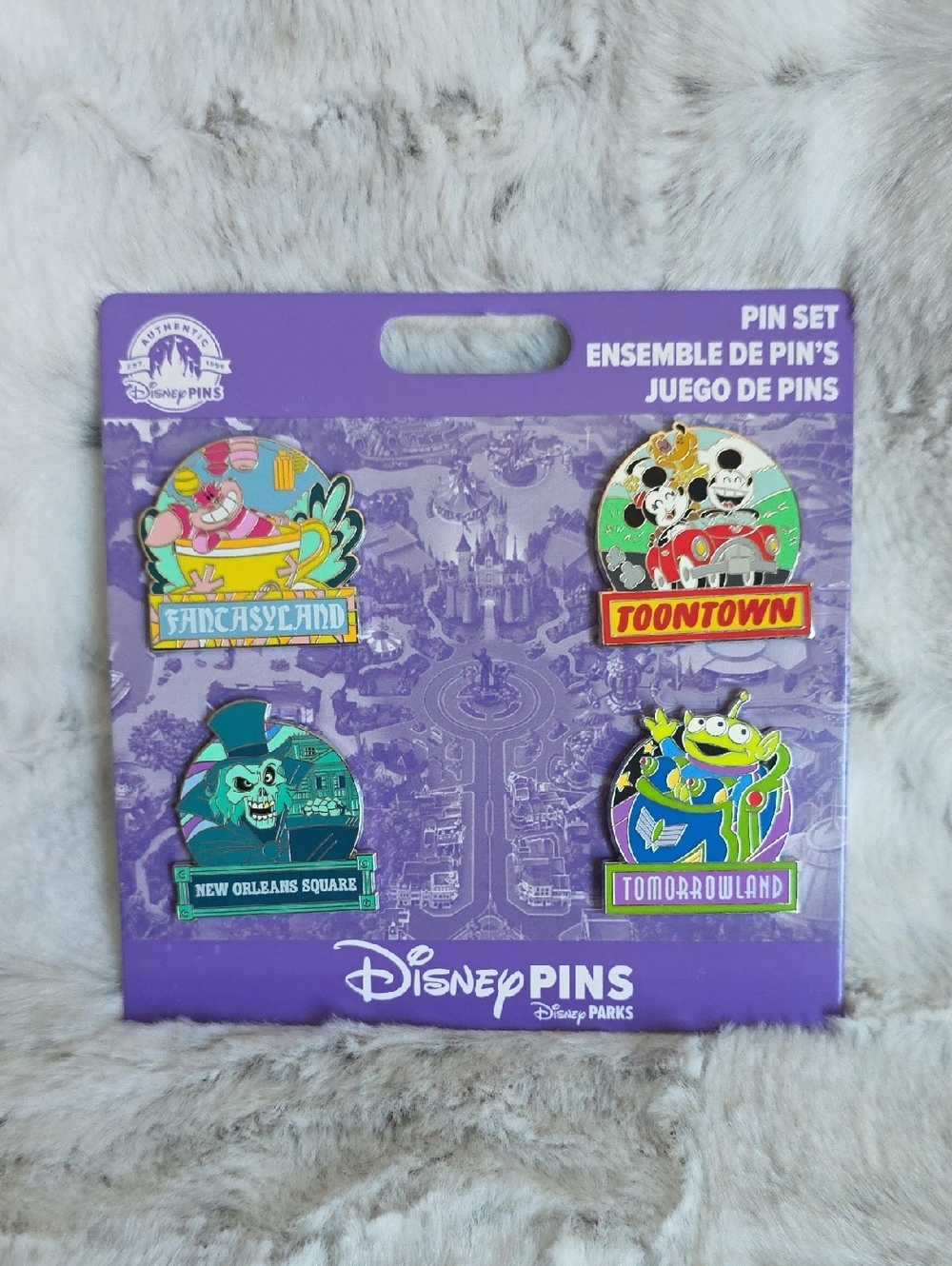 Disney Enamel Pin Set - Purple, Green, Yellow, Teal, Red